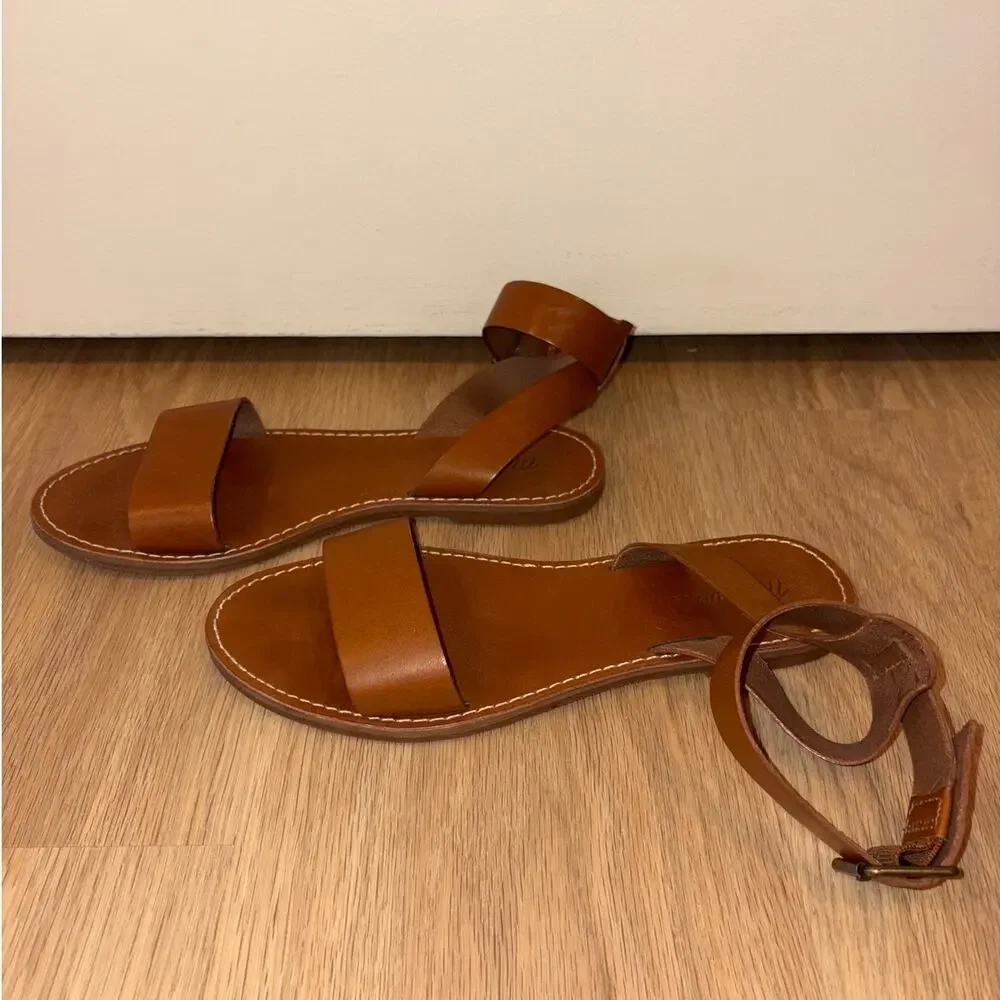 Madewell The Boardwalk Ankle-Strap Sandal English Saddle womens size 8 medium
